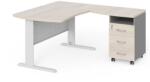 LENZA Manager sarok munkaállomás 140 x 160 cm, jobb, világos akác / szürke