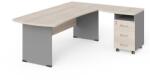 LENZA Manager sarok munkaállomás 200 x 160 cm, jobb, világos akác / szürke