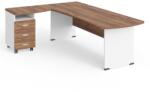 LENZA Manager sarok munkaállomás 220 x 160 cm, bal, warmia dió / fehér
