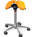 Salli Twin nyeregszék Kárpit színe: Bőr - mandarin #54033, Szerkezet: króm + standard bázis, Testmagasság: Alacsony (S) - 150 cm-ig