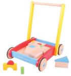 Bigjigs Toys fa kirakó kockák gurulós kocsiban 25 db-os (BB103)