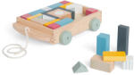 Bigjigs Toys fa kirakó kockák gurulós húzható kocsiban 29 db-os (BJ35003)