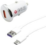 mobilNET Autós töltő 3A (18W) Quick Charge 3.0, TypeC 5A, 1m, fehér, Eco Pack (NAU-0027-USB-QC3.0)