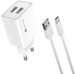 Sturdo Hálózati töltő 2, 1A 2xUSB +Micro USB kábel, Fehér (NSI-0087-STU-MICRO)
