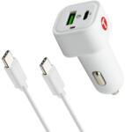 mobilNET Autó töltő 38W, Power Delivery + Quick Charge + Lightning MFi 3A, 1M kábel, Eco pack, fehér (NAU-0036-38W-LIGHT)