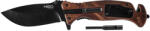 NEO TOOLS Összecsukható Túlélőkés, 22cm, 6 az 1-ben: kés, síp, kovakő, csavarkulcs, szíjvágó, üvegtörő, penge: 9cm (63-107)