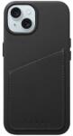 Mujjo Full Leather Wallet husă din piele cu buzunar carduri pentru iPhone 14 - negru (MUJJO-CL-031-BK)