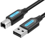 Vention USB-A 2.0/M - USB-B/M, (PVC, fekete, nyomtatókábel, printerkábel), 1m, kábel