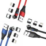 RealPower 439652 USB-C/Lightning/USB-B apa - USB-C/Lightning/USB-B apa 2.0 Adat és töltő kábel szett - Fekete, Piros, Kék (3x1m) (439647) (439647)