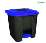 PLANET Szelektív hulladékgyűjtő konténer, műanyag, pedálos, fekete/kék, 30L (UP200K)