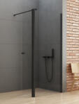 NEW TRENDY New Soleo Black zuhanykabin fal walk-in 90 cm fekete matt/átlátszó üveg K-0781 (K0781)
