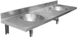 Nofer inox pult kettő süllyesztett mosdóval 120x25, 4x55 cm, matt rozsdamentes acél 13071.2. S (13071.2.S)
