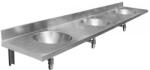 Nofer inox pult három süllyesztett mosdóval 180x25, 4x55 cm, matt rozsdamentes acél 13071.3. S (13071.3.S)