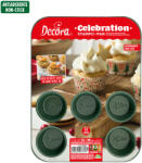 Decora Tava Muffins Celebration Verde O 8 x H 2.9 cm, 12 cavitati, Metal Antiaderent (80257)