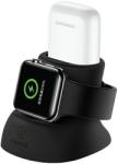 USAMS szilikon 2 az 1-ben állvány Apple Watch és AirPods töltéséhez fekete