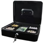 Malatec 30x24x9cm kulcsos fekete pénzkazetta (1216) - officedepot