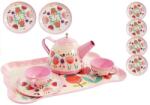 LeanToys Set metalic de ceai cu floricele pentru copii, 14 piese de jucarie, LeanToys, 5818 (GM89697) - jollymag Bucatarie copii