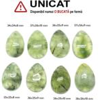  Pandantiv Prehnit cu Epidot Natural cu Gaura - Picatura - 34-37 x 35-26 x 8-10 mm - 1 Buc