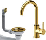 Quadron NAOMI íves csaptelep és leeresztőszelep PVD nano gold kivitel