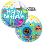 Qualatex Szülinapi Bubbles lufi 22" 56cm Happy Birthday (LUFI450483)