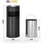 Jago Szemeteskuka hamutartóval 17 L fekete (HM30721)