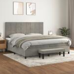 vidaXL Pat box spring cu saltea, gri deschis, 200x200 cm, catifea (3137863) - comfy