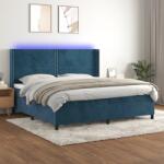 vidaXL Pat cu arcuri, saltea și LED, bleumarin, 200x200 cm, catifea (3139527) - comfy