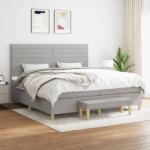 vidaXL Pat box spring cu saltea, gri deschis, 200x200 cm, textil (3137261) - comfy