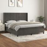 vidaXL Pat box spring cu saltea, gri închis, 180x200 cm, catifea (3132694)
