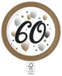 Procos Milestone, Happy Birthday 60 papírtányér 8 db-os 23 cm FSC PNN95617 (PNN95617)