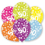 Amscan Happy Birthday 50 léggömb, lufi 6 db-os 11 inch (27, 5cm) DPA996546 (DPA996546)