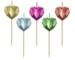 Godan Hearts Metallic, Szív tortagyertya, gyertya szett 5 db-os MLG159325 (MLG159325)