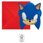 Procos Sonic a sündisznó Sega Party meghívó 6 db-os FSC PNN95922 (PNN95922)