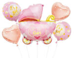 Godan Baby Carriage Pink, Rózsaszín babakocsi fólia lufi 5 db-os szett MLG143164 (MLG143164)