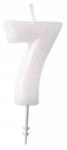 Amscan White, Fehér csillámos gyertya 7-es 6, 5 cm DPA9904382 (DPA9904382)