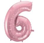 Godan Light Pink, Rózsaszín 6-os szám fólia lufi 92 cm MLG109313 (MLG109313)