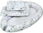 New Baby Luxus párnával és paplannal - fehér-szürke csillagok