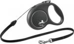 flexi FLEXI Black Design, lesă șnur retractabilă câini, poliester, argintiu, S(12kg, 5m)
