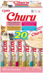 Inaba Foods INABA Churu Tuna & Seafood Varieties (Ton și Somon|Creveți|Fulgi de Bonito|Fructe de Mare), cutie, tub recompense fără cereale pisici, (topping), 280g