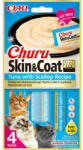 Inaba Foods INABA Churu Skin & Coat, Ton și Scoici, plic, tub recompense fără cereale pisici, piele & blană, (piure), 56g