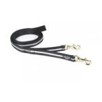Julius-K9 JULIUS-K9 IDC, lesă Y dublă cu 2 carabine fără mâner câini, nylon, bandă, 25mm x 2.2m, negru