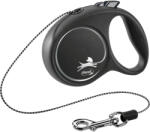 flexi FLEXI Black Design, lesă șnur retractabilă câini, poliester, argintiu, XS(8kg, 3m)