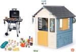 Smoby Set căsuță stație meteorologică cu grătar Barbecue Cele patru anotimpuri 4 Seasons Playhouse Smoby cu set de masă și produse alimentare (SM810731-7) Casuta pentru copii