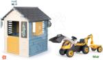 Smoby Set căsuță stație meteorologică și tractor cu pedale Cele patru anotimpuri 4 Seasons Playhouse Smoby cu încărcător și excavator (SM810731-17) Casuta pentru copii