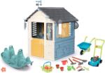 Smoby Set căsuță stație meteorologică și balansoar cu două părți Căine Cele patru anotimpuri 4 Seasons Playhouse Smoby și mașină de tuns iarba cu roabă și unelte de grădină (SM810731-4) Casuta pentru copii
