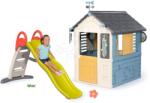 Smoby Set căsuță stație meteorologică și tobogan de 2 metri cu apă Cele patru anotimpuri 4 Seasons Playhouse Smoby cu clopoțel de vânt și pluviometru (SM810731-2) Casuta pentru copii