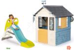 Smoby Set căsuță stație meteorologică cu tobogan de 1, 5 m metri cu apă Cele patru anotimpuri 4 Seasons Playhouse Smoby cu clopoțel de vânt și pluviometru (SM810731-1) Casuta pentru copii