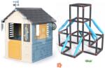 Smoby Set căsuță stație meteorologică stație cu cățărătoare cu 3 etaje Tower Kraxxl 4 Seasons Playhouse Smoby cu clopoțel de vânt și pluviometru (SM810731-13) Casuta pentru copii