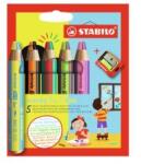 STABILO woody 3in1 duo creion multifunctional - creion bicolor - set 5 buc cu razatoarea