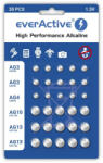 everActive alkáli mini elem készlet 10 x LR41 5 x LR626 5 x G10 LR1130 10 x G13 LR1154 LR44 30 db (5903205771247)